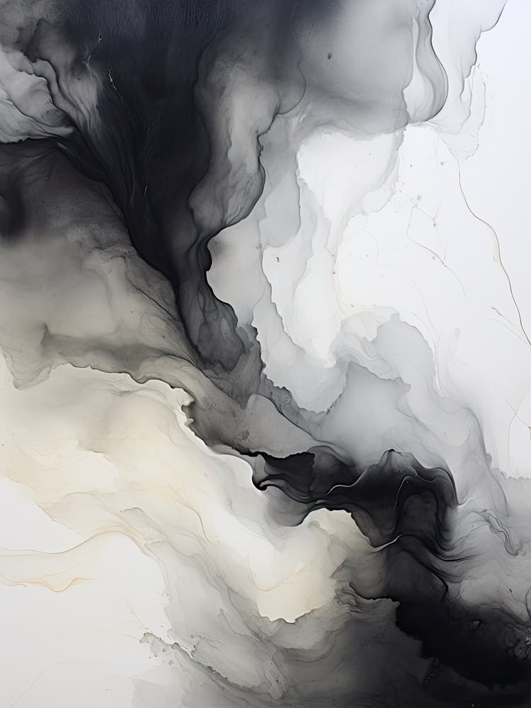 White And Black Flow Asbtract Painting 3