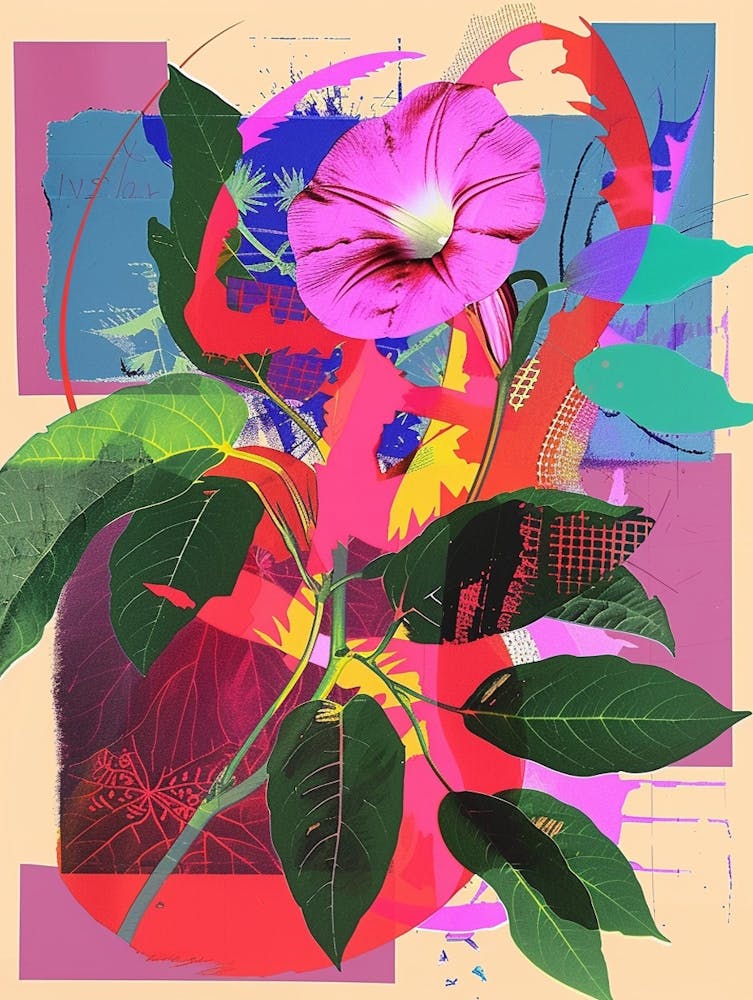 Morning Glory 5 Neon Blumencollage