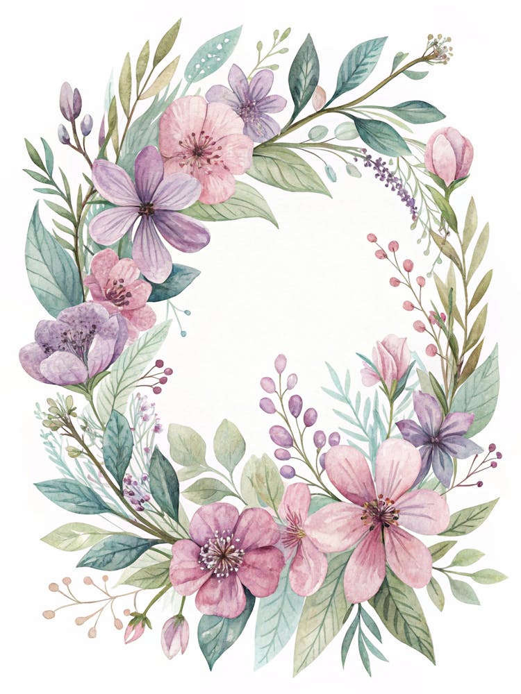 Oil Painting Style Elegant Botanical Wreath