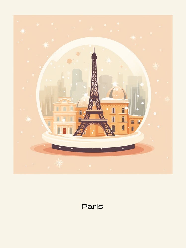 Paris France 2 Snowglobe Poster