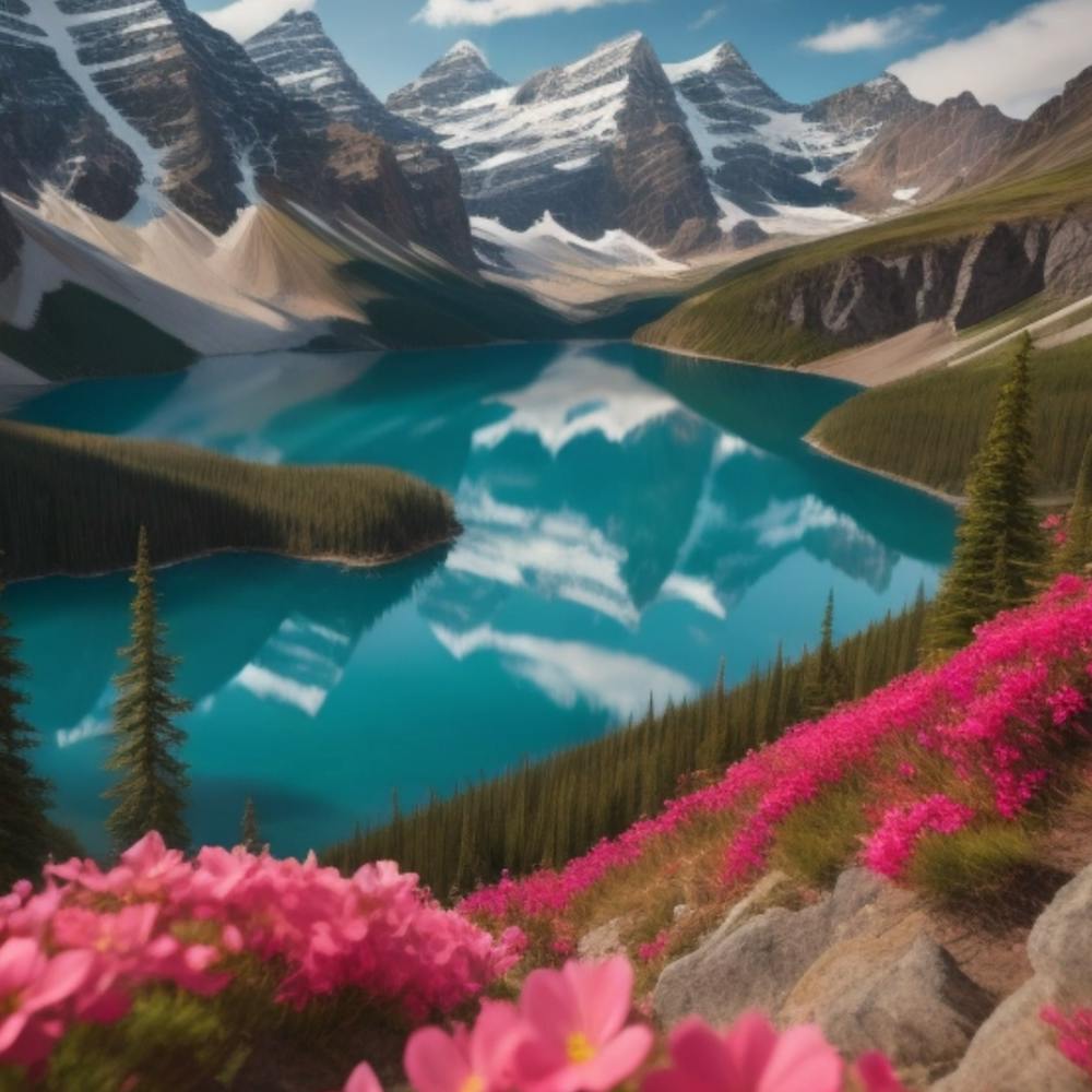 Pink Flowers In The Mountains