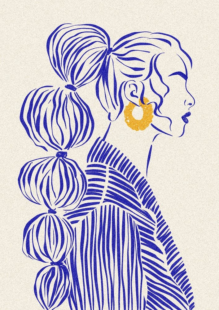 Woman In Blue 4 Line