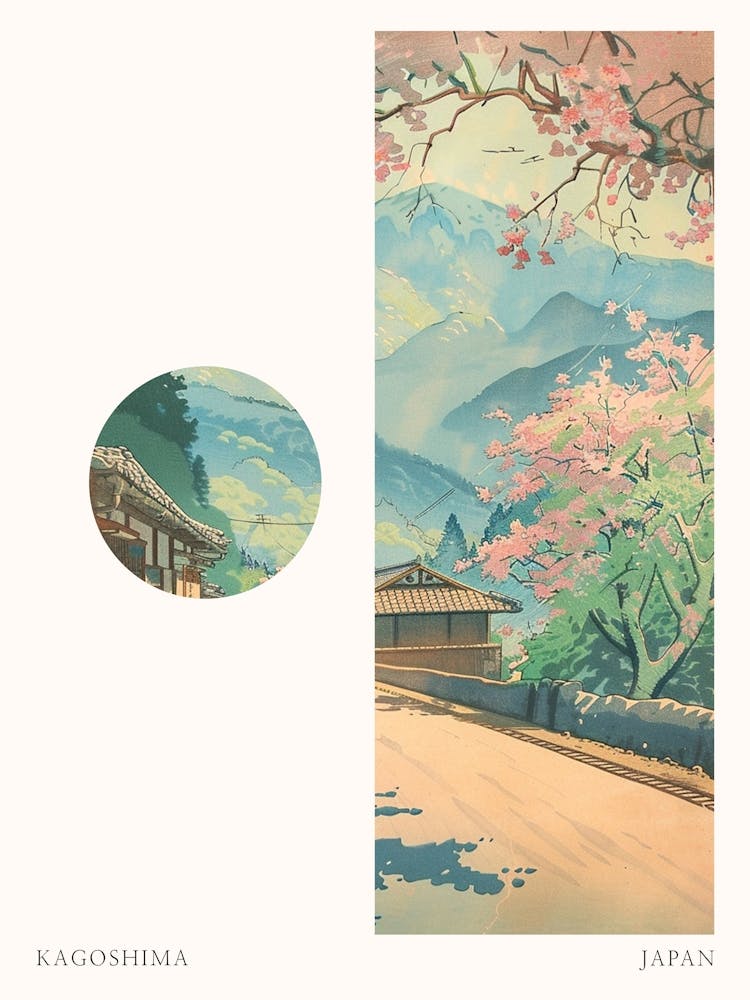 Kagoshima Japan 3 Cut Out Travel Poster