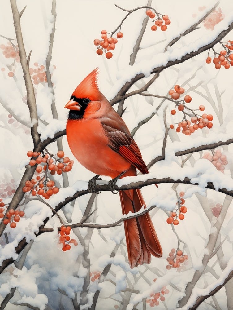 Winter Bird Painting Cardinal 3
