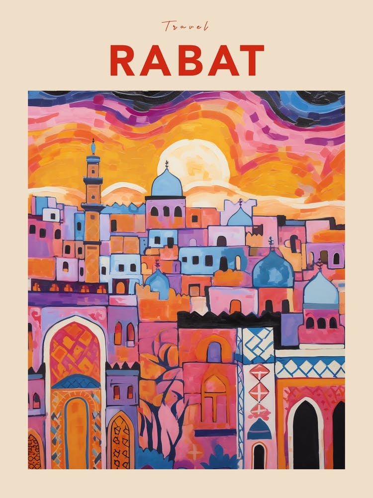 Rabat Morocco 4 Fauvist Travel Poster