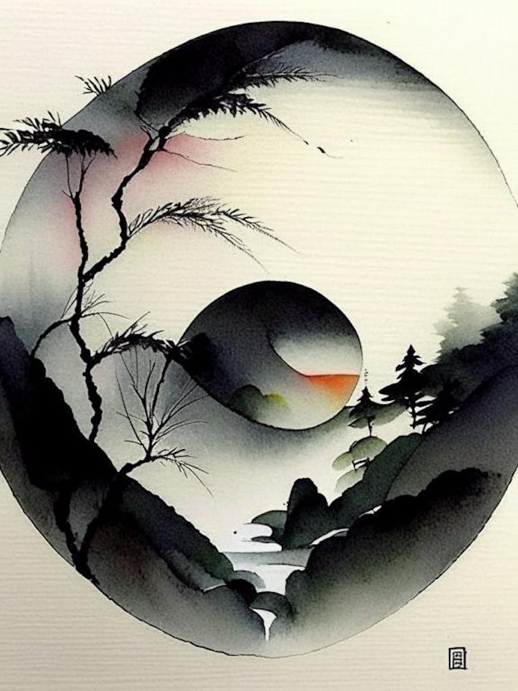Landscapes Yin And Yang Japanese Ink