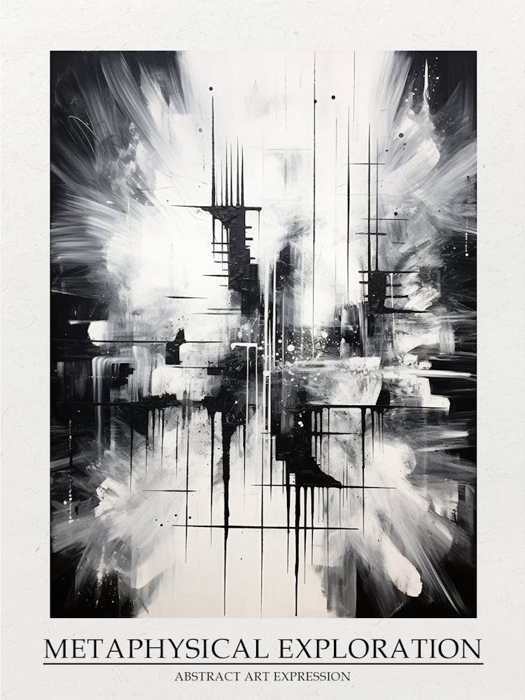 Metaphysical Exploration Abstract Black And White 7 Poster