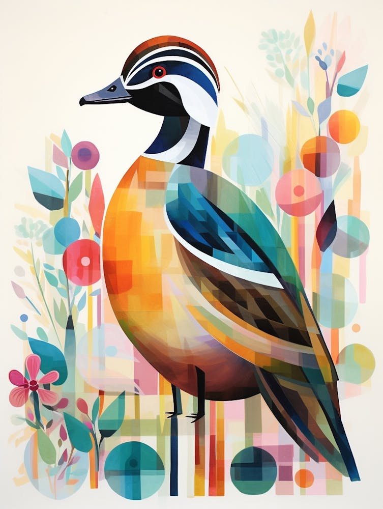 Bird Painting Collage Wood Duck 3