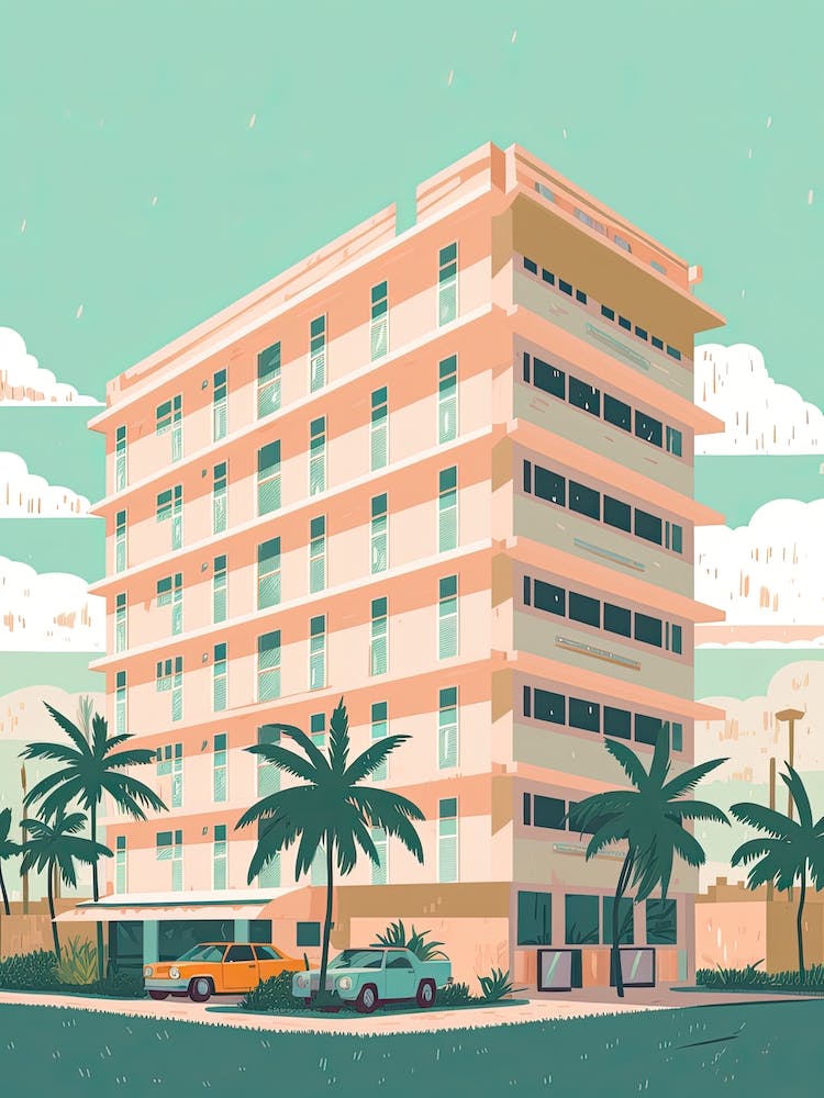 Miami Florida Usa Travel Illustration 4