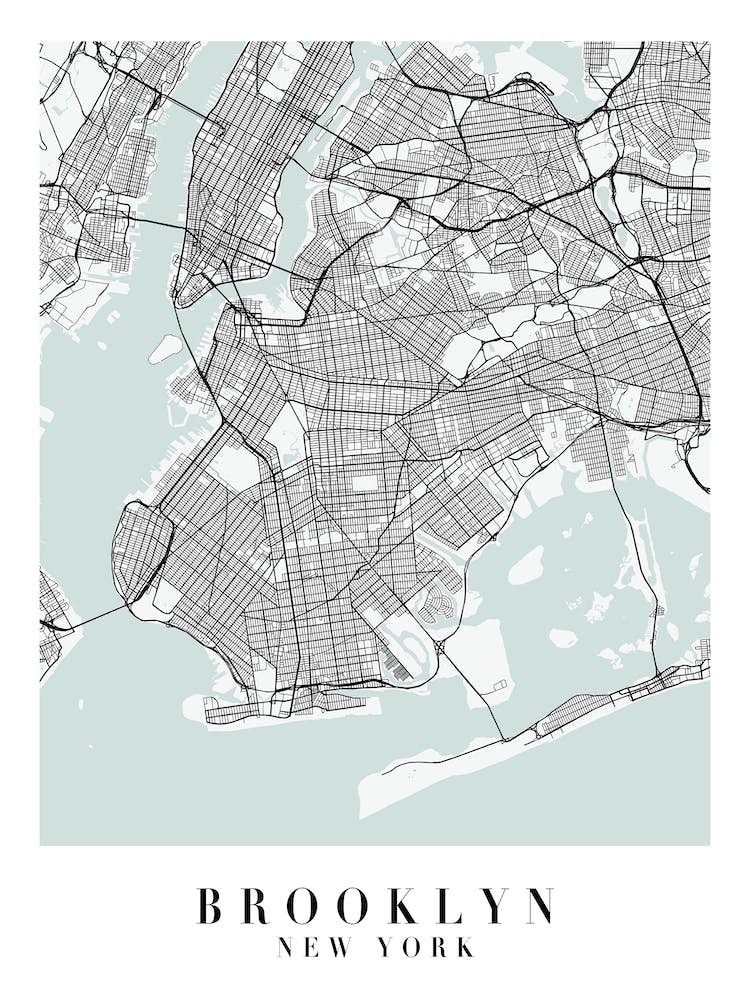 Brooklyn New York Street Map Minimal Color