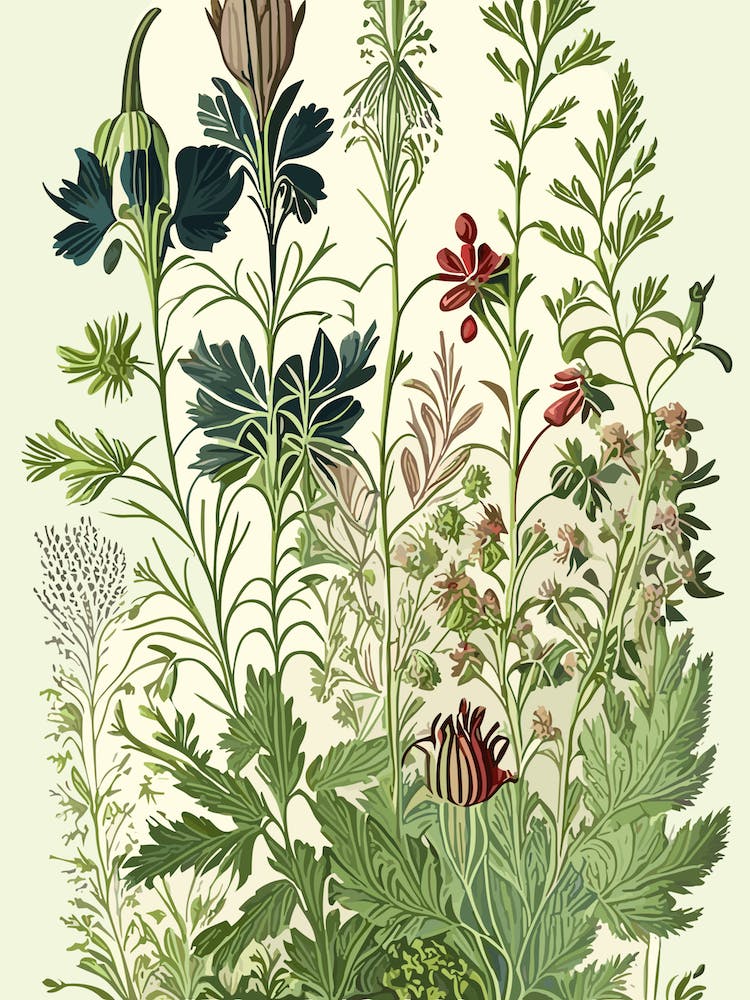 Wall Rue Wildflower Vintage Botanical
