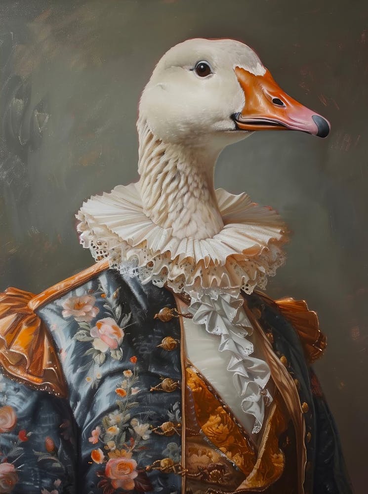 Victorian Animals Portrait, Royal Goose Vintage Print, Dressed Animal Altered Art, Renaissance Animal Printable Art, Animal Lover Gift
