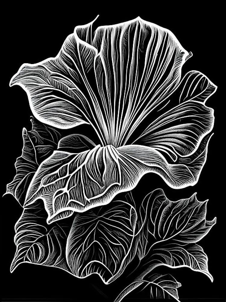 Petunia Leaf Linocut 1