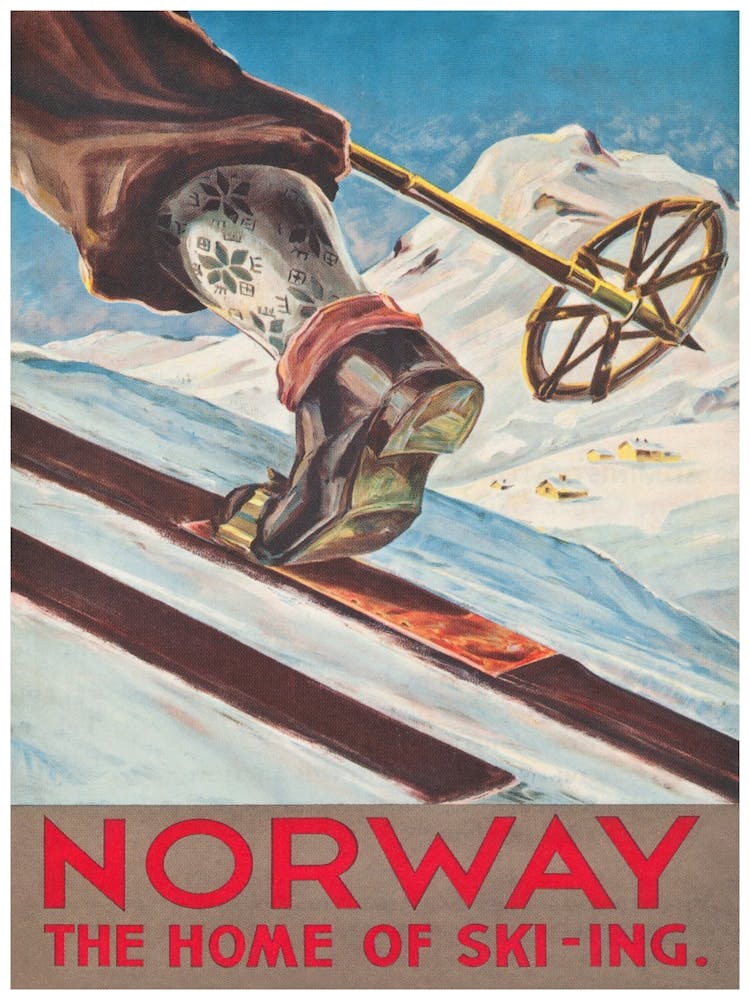 Norway The Home Of Skiing Vintage Ski Poster