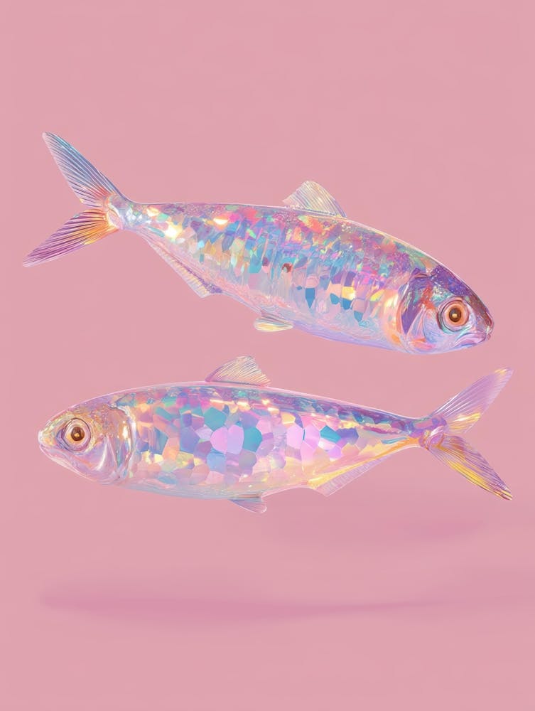 Two Fish On A Pink Background