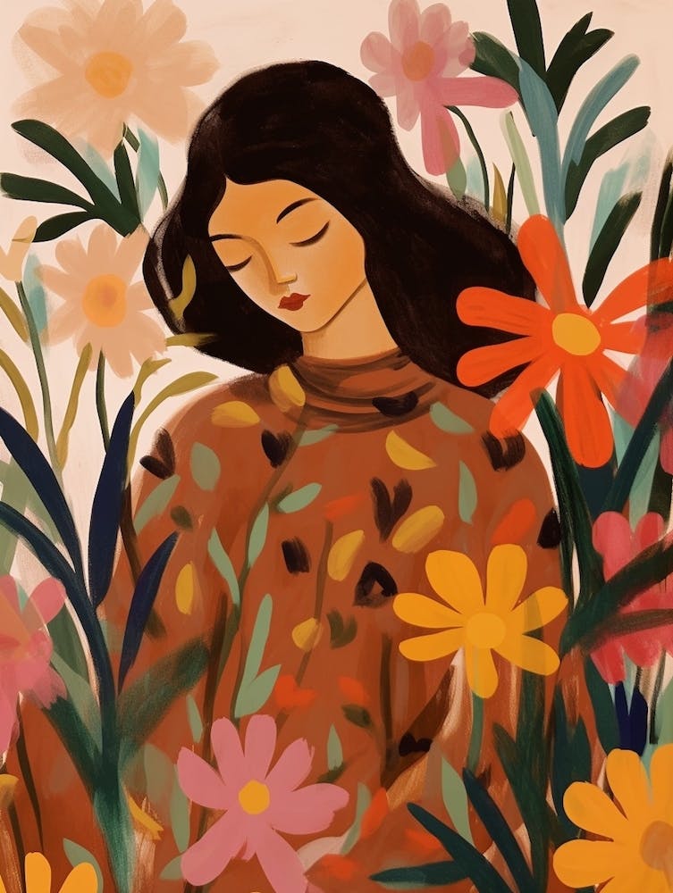 Woman With Autumnal Flowers Veronica Flowers 1