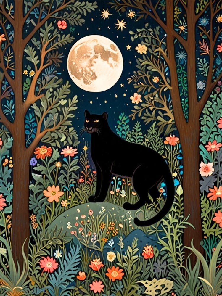 William Morris Black Cat In The Forest 17
