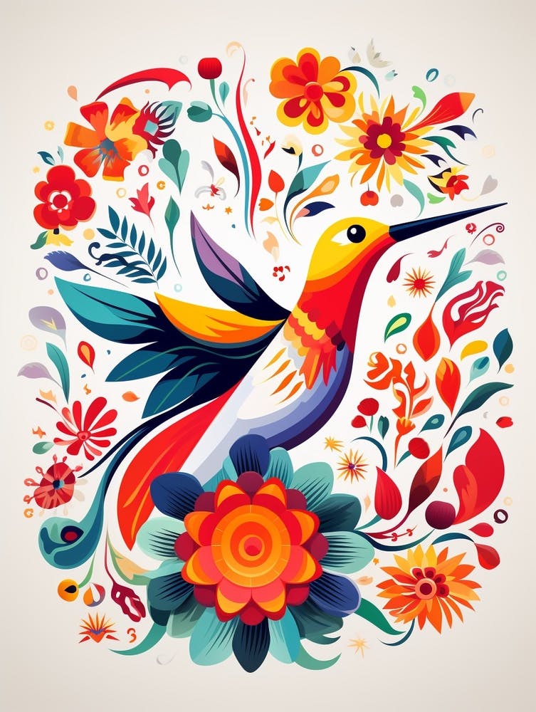 Scandinavian Bird Illustration Hummingbird 1