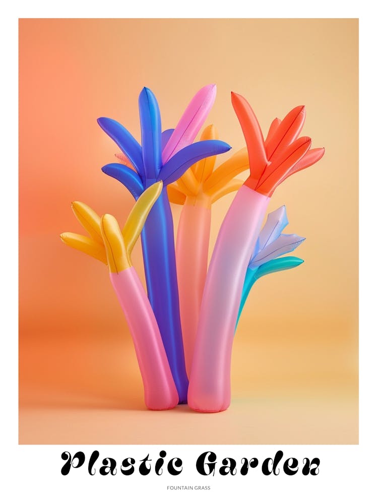 Dreamy Inflatable Flowers Poster Fountain Grass