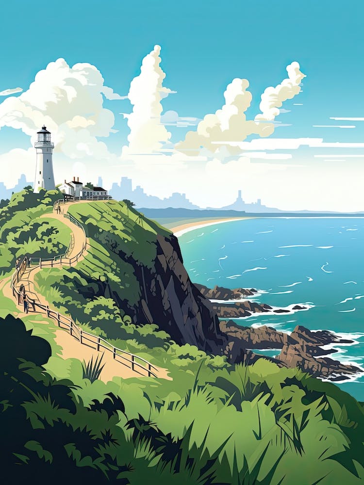 Cape Byron, Australia, Flat Illustration 4