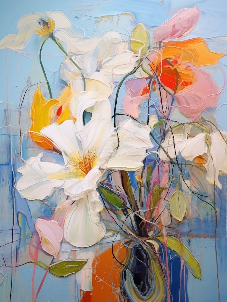 Abstract Flower Painting Moonflower 3