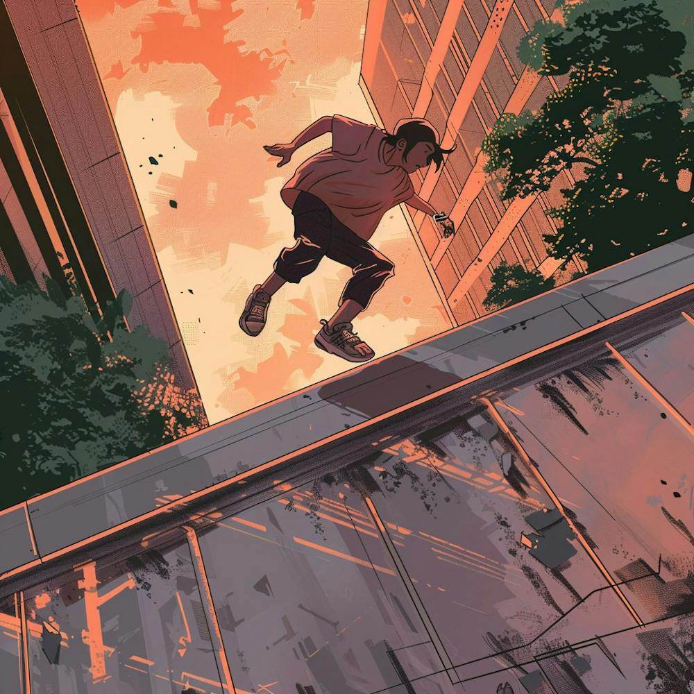 Skateboarder In The Sky