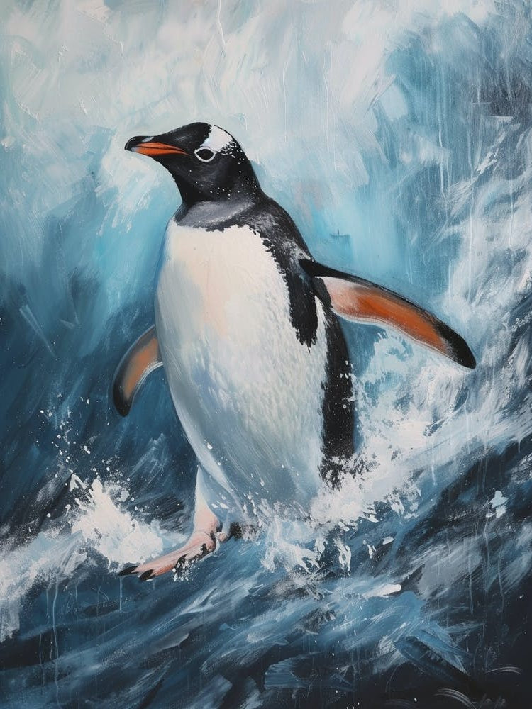 Adlie Penguin Ross Island Oil Painting 1