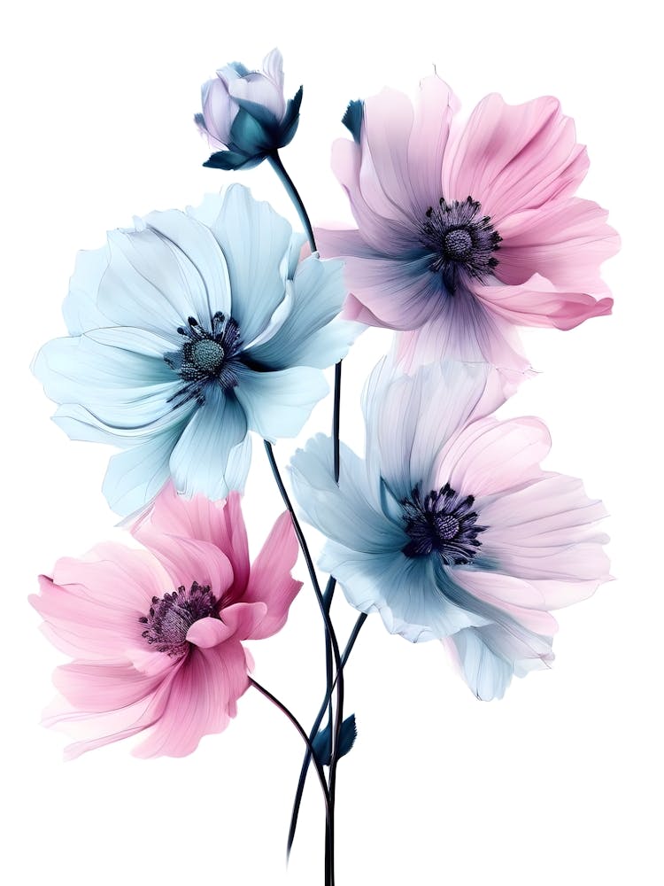 Pink And Blue Flowers 2
