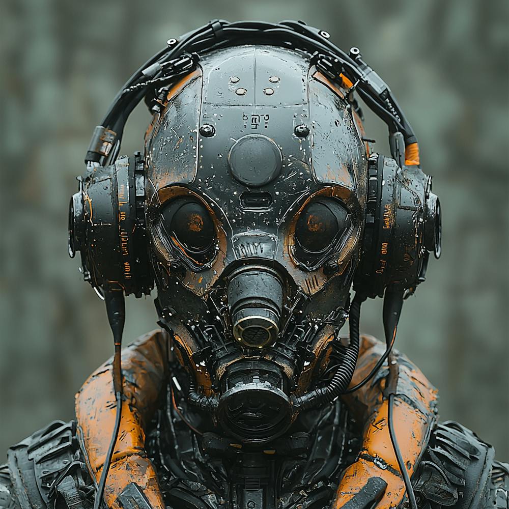 Futuristic Man In A Gas Mask
