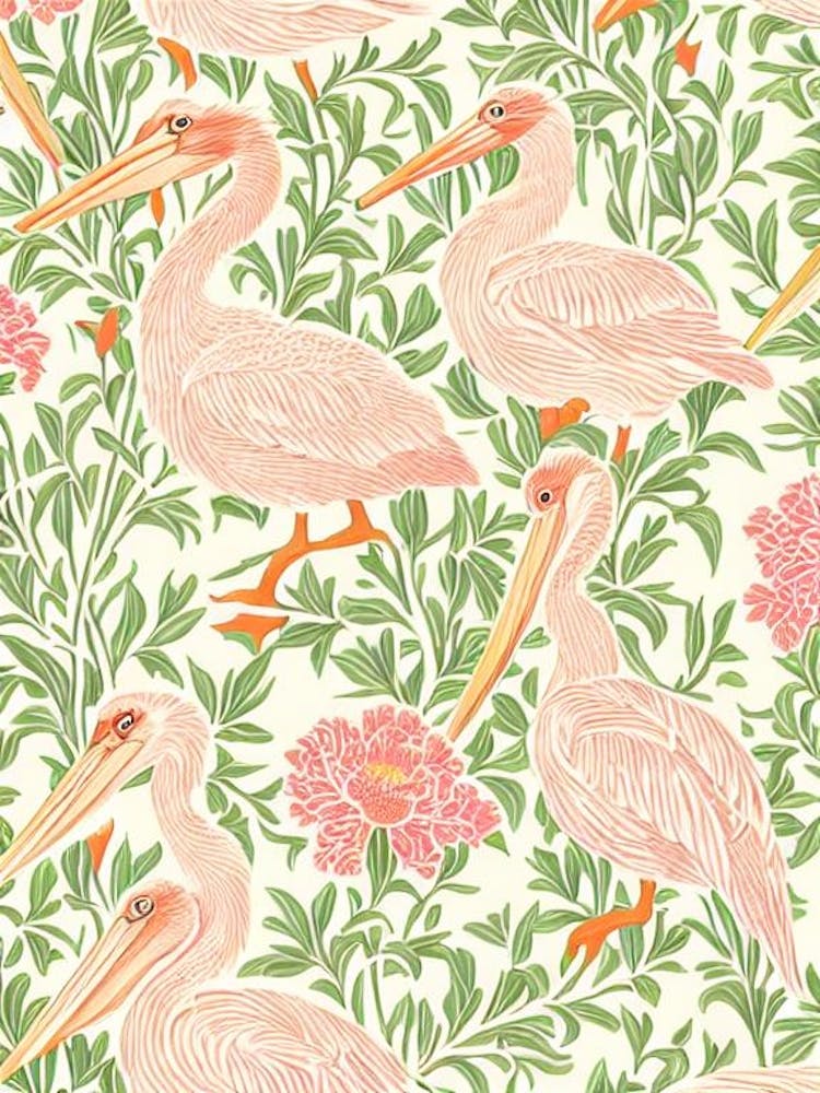 Pelican 2 William Morris Style Bird