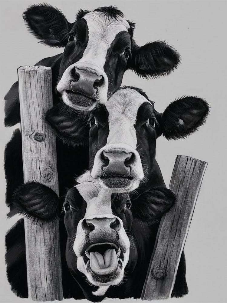 Cows On A Fence