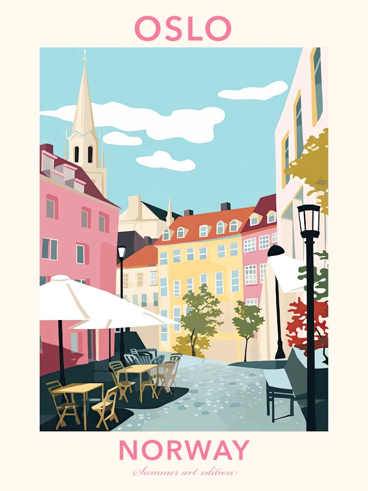 Oslo, Norway, Flat Pastels Tones Illustration 3 Poster