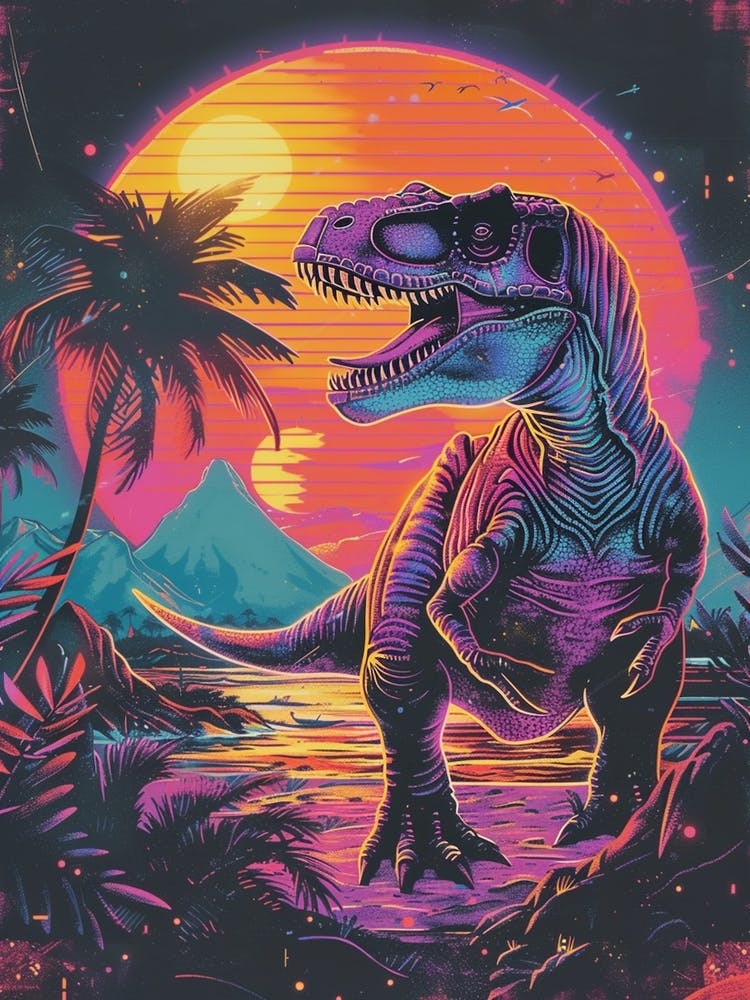 Cyber Dinosaur In The Sunst