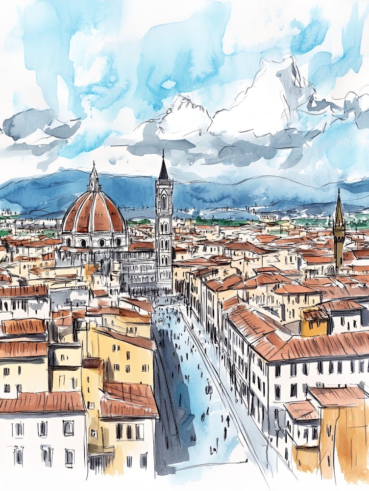 Watercolor Sketch Of Florence