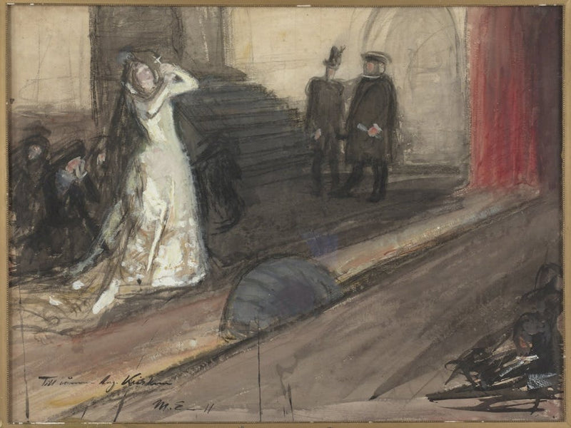 Theatre Scene (Ida Aalberg As Maria Stuart), 1905, By Magnus Enckell