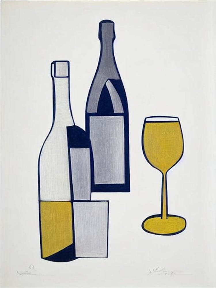 Blanc De Blancs 2 Picasso Line Drawing Cocktail Poster