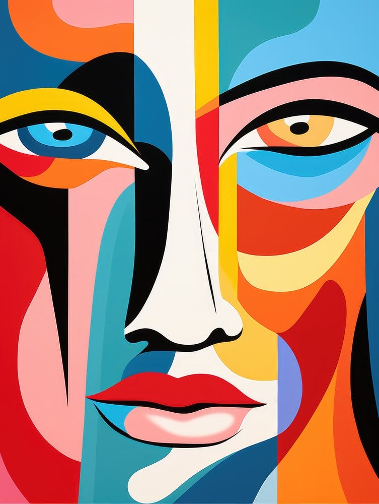 Face Of The Woman in Colorful Abstract