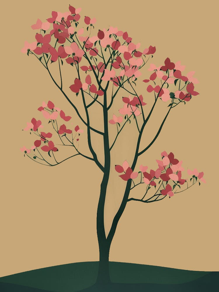 Dogwood Tree Colourful Illustration 2