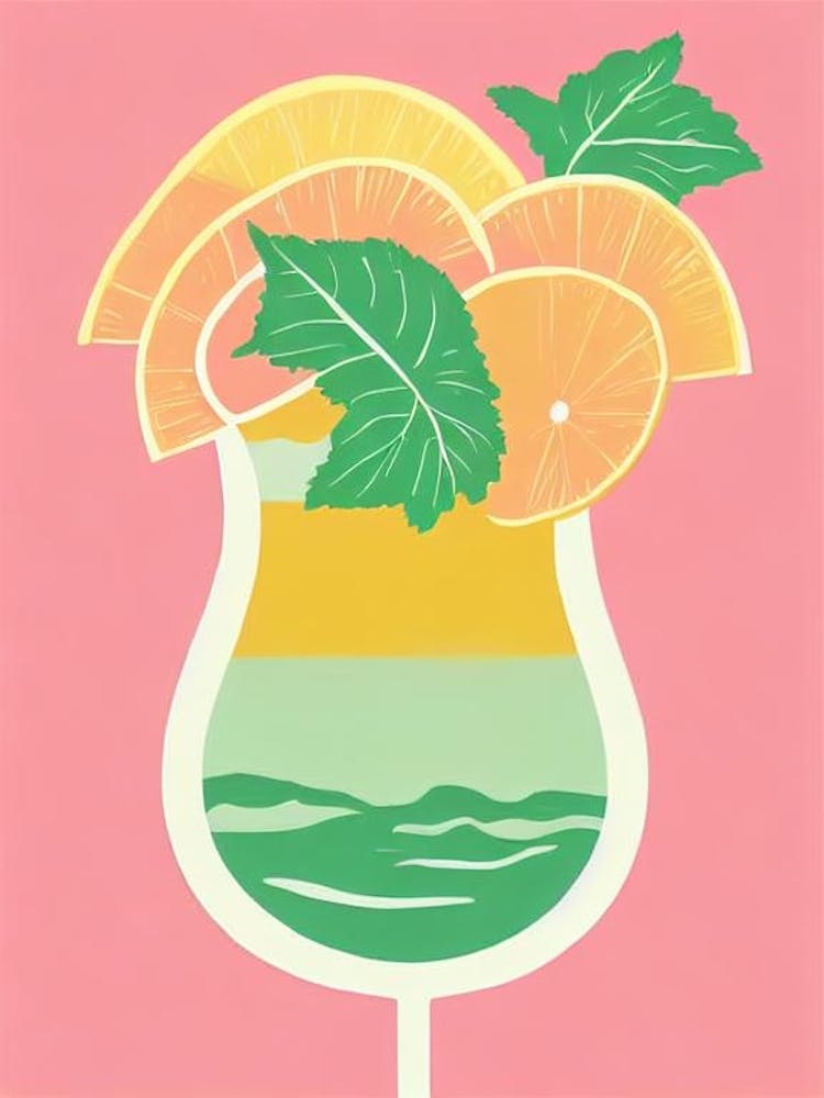 Dirty Shirley Retro Pink Cocktail Poster