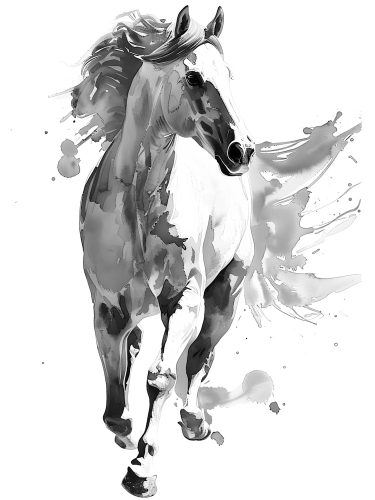 Horse Running On White Background
