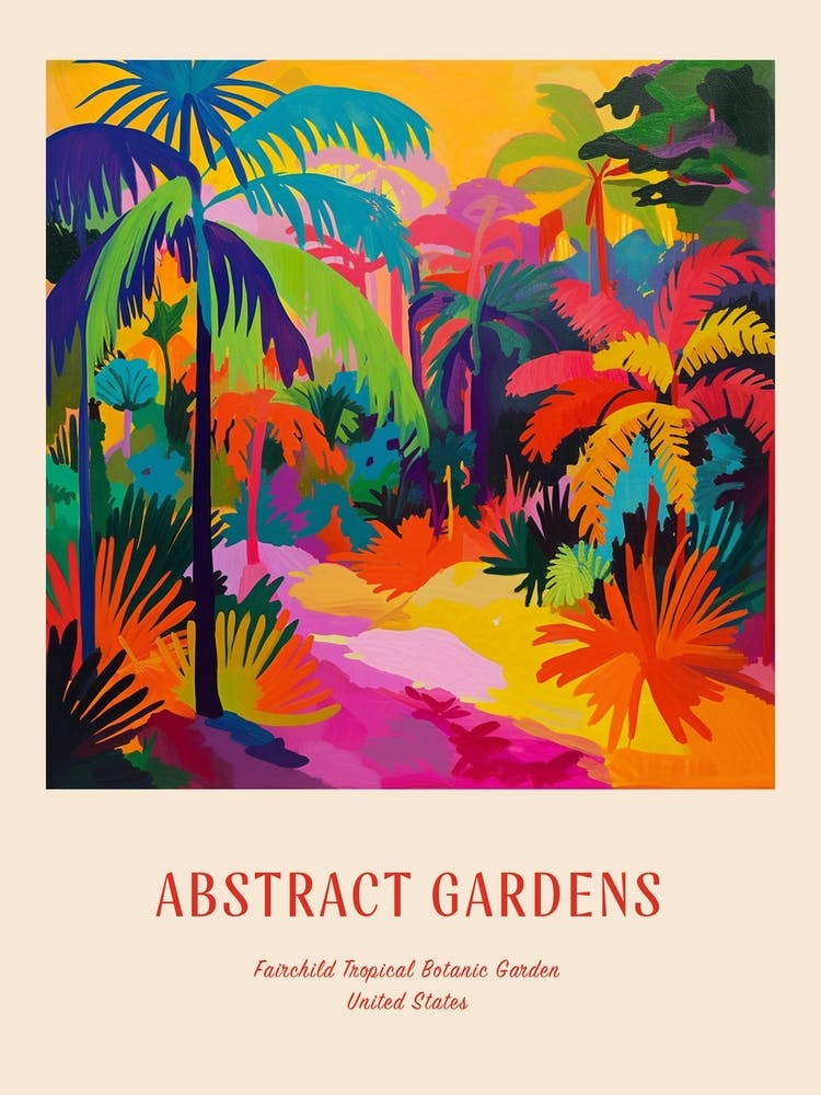 Colourful Gardens Fairchild Tropical Botanic Garden Usa 4 Red Poster