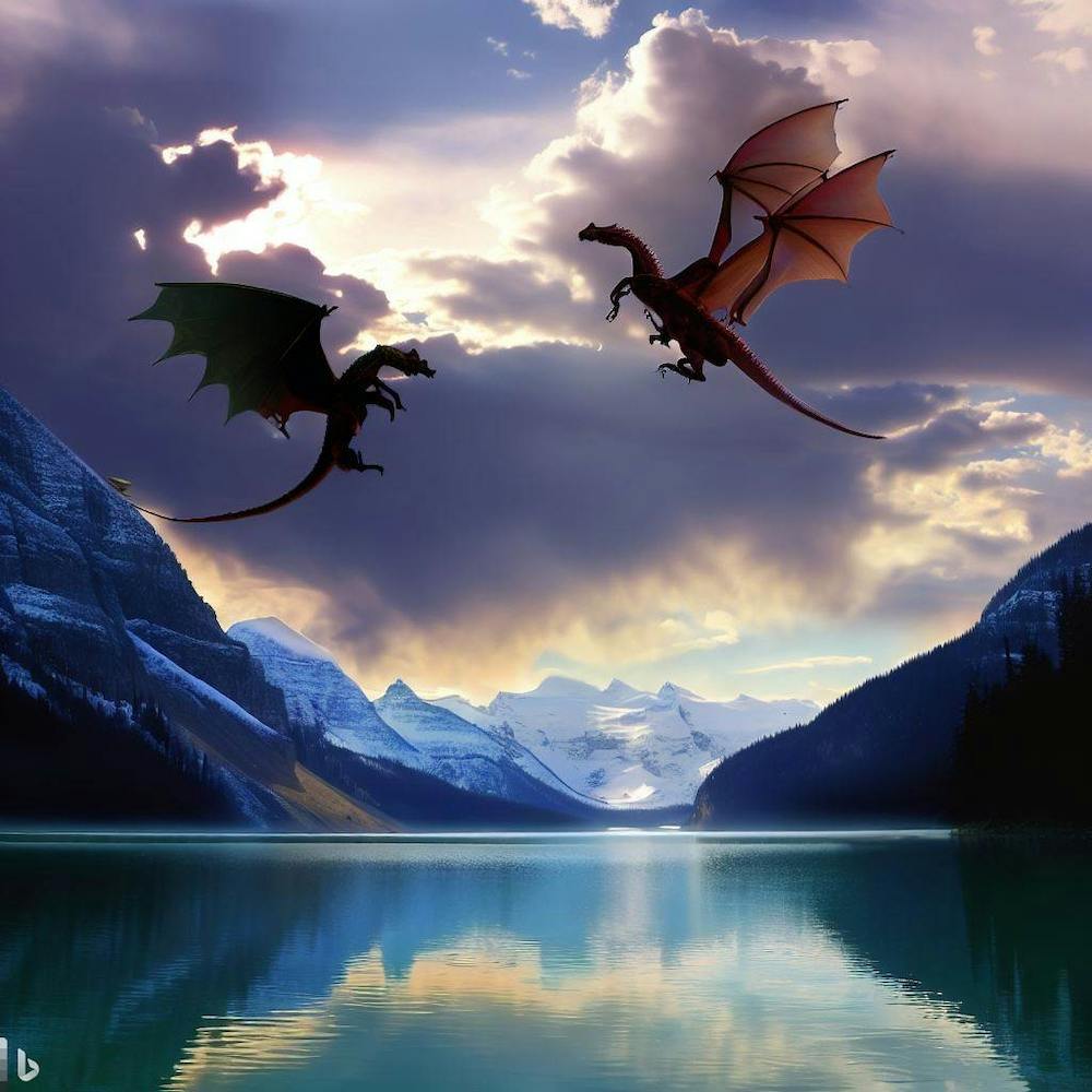Dragons fight Over Lake Louise