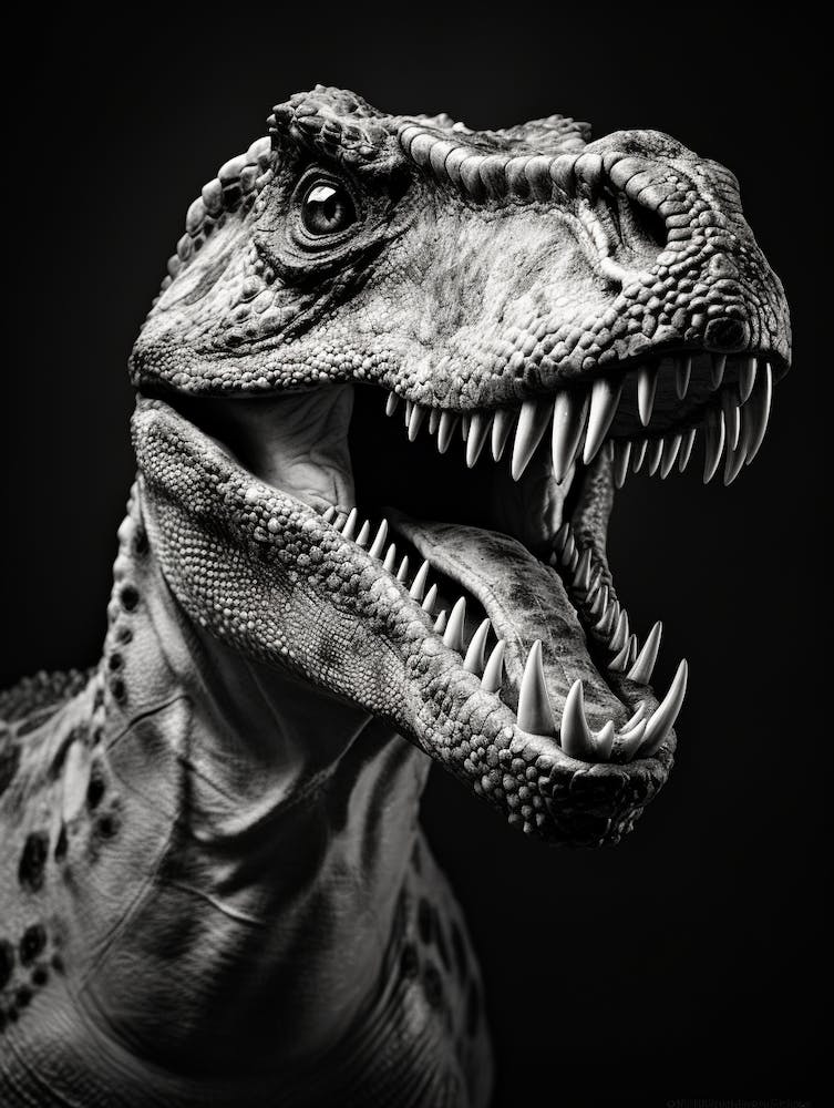 Black And White Photograph Of A Tyrannosaurus Rex 2