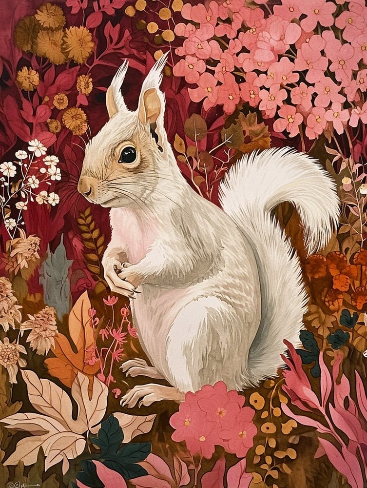 Floral Animal Painting Squirrel 3