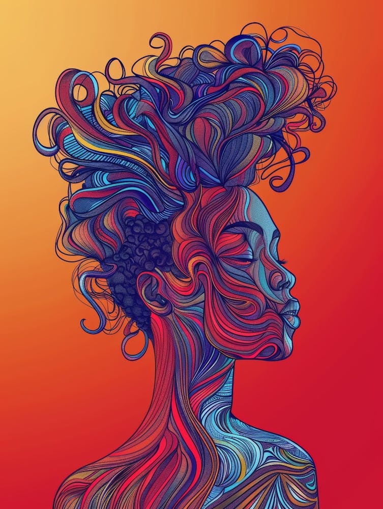 Portrait Of A Woman With Curly Hair 4