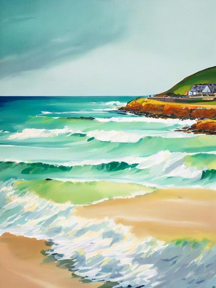 Fistral Beach, Cornwall Contemporary Illustration 1