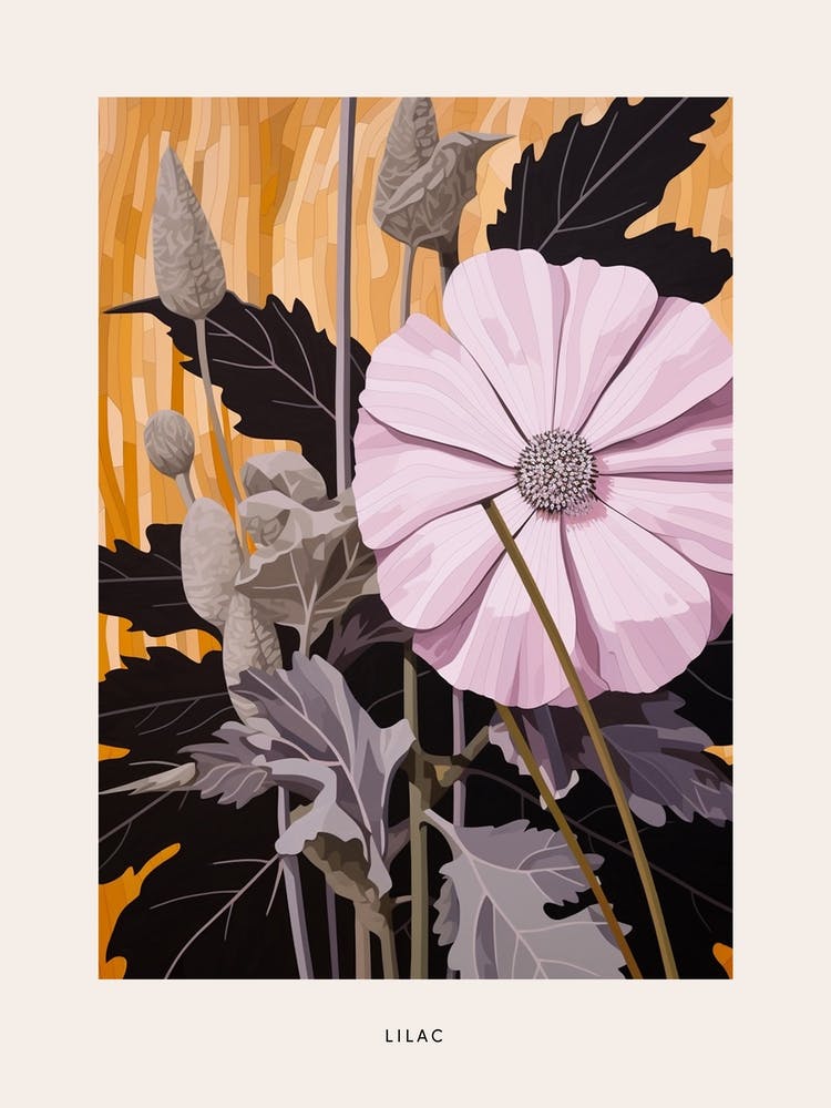 Flower Illustration Lilac 3 Poster