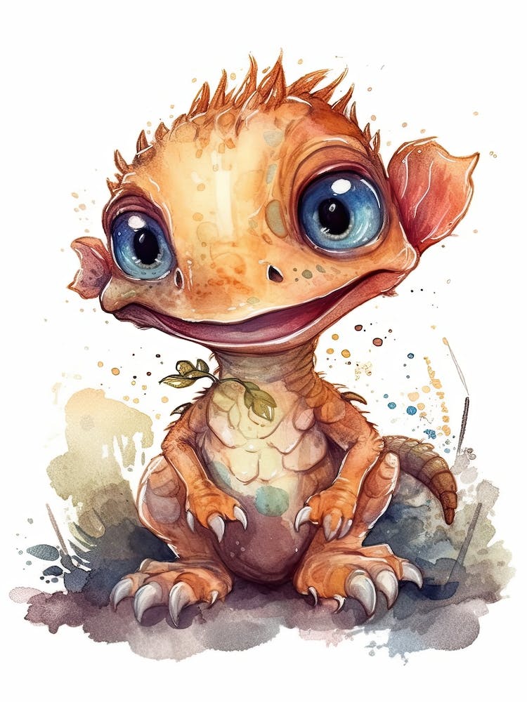 Utahraptor Niedlicher Dinosaurier Aquarell 2