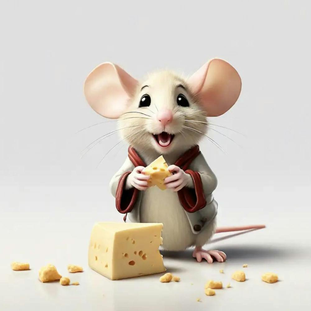 Mouse Eating Cheese