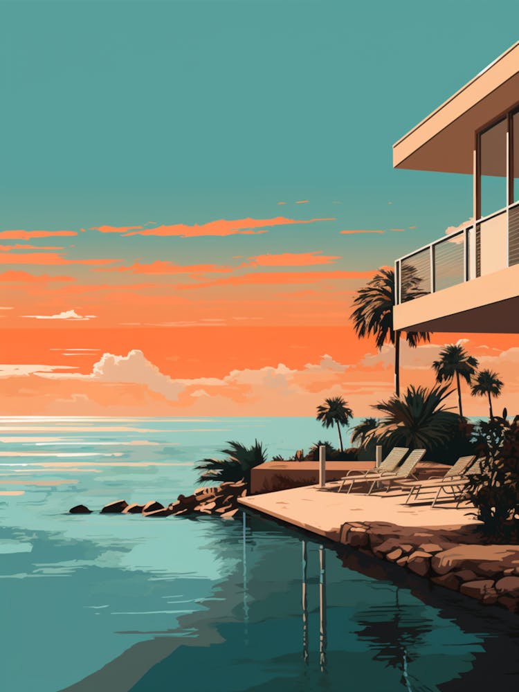 Abstract Illustration Of St Pete Beach Florida Orange Hues 1